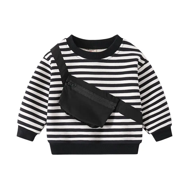2025 Boys Fleece Sweatshirt Striped Crew Neck - Image 5