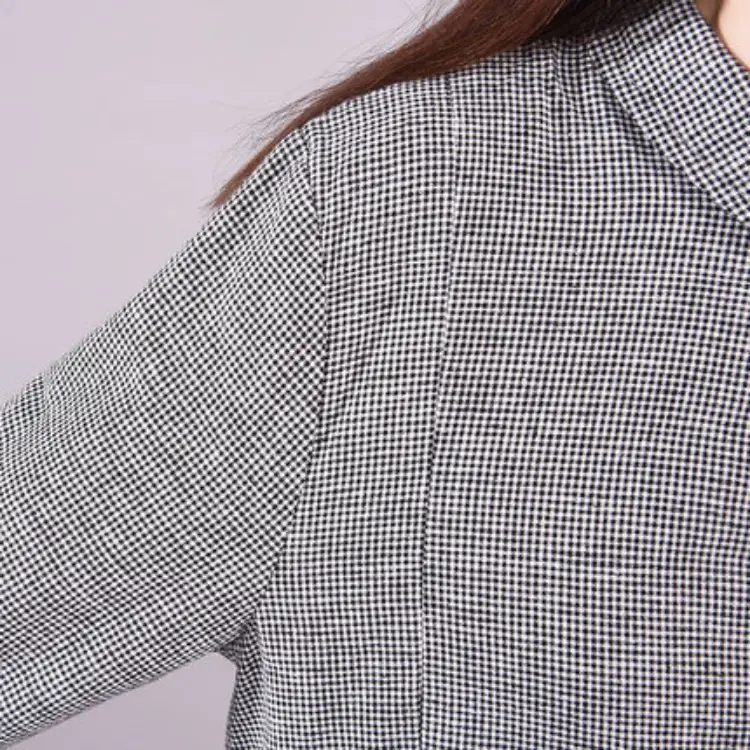 2026 Spring Artistic Plaid Loose Plus Dress Grey - Image 4