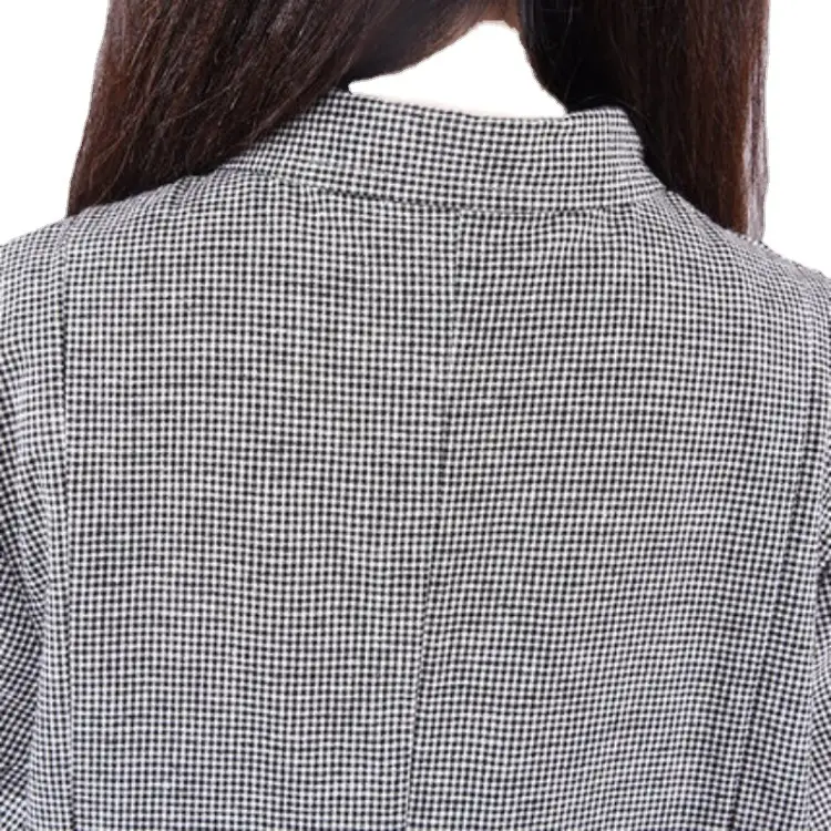 2026 Spring Artistic Plaid Loose Plus Dress Grey - Image 6