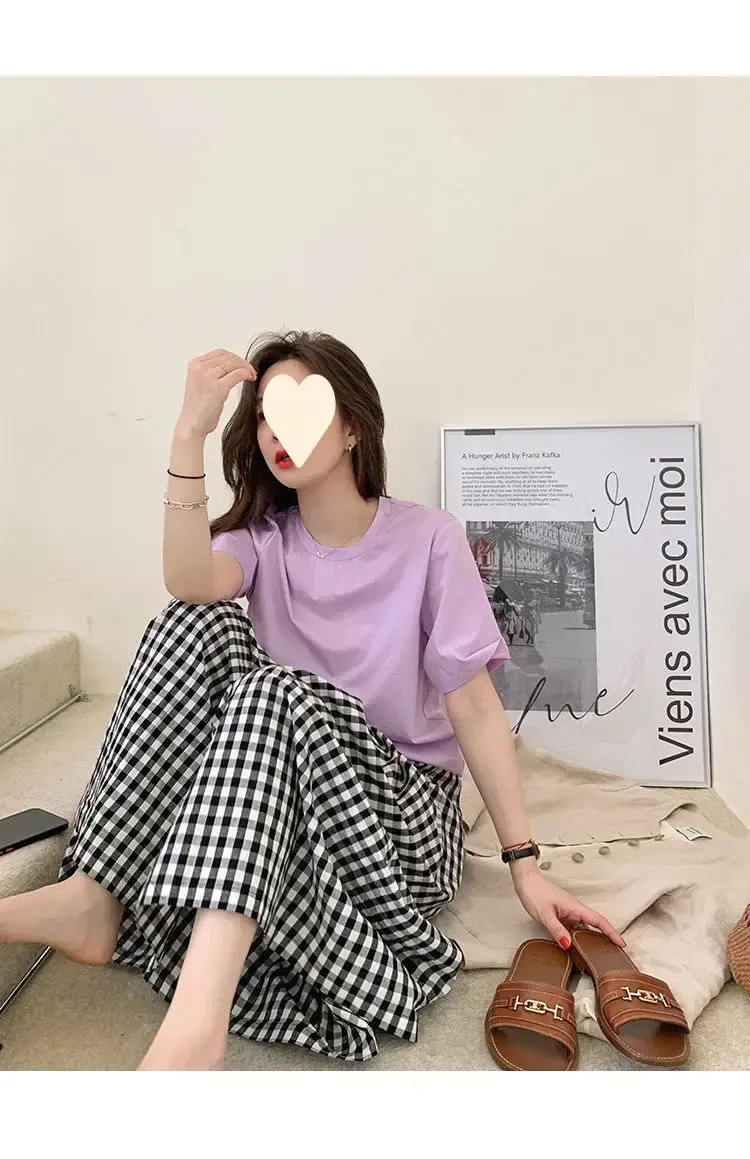 Women Plaid Wide Leg Linen Trousers Set — feature 6