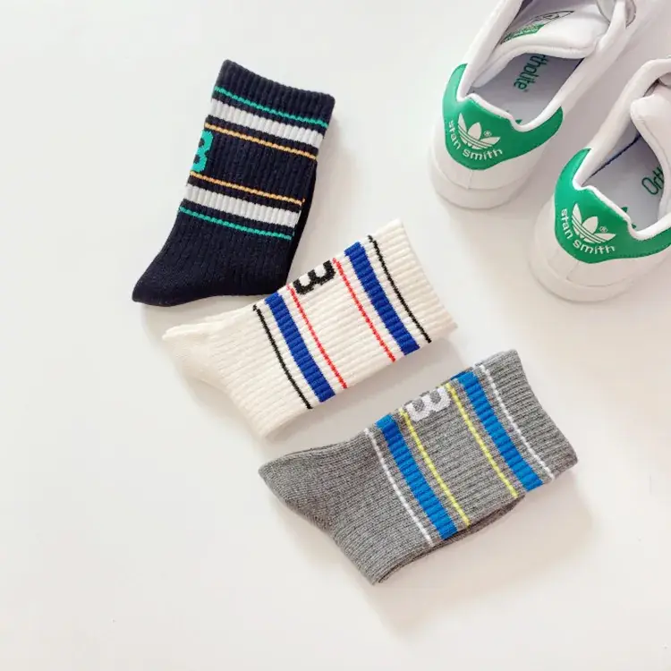 Korean Style Horizontal Strip Socks for Boys Girls - Image 5