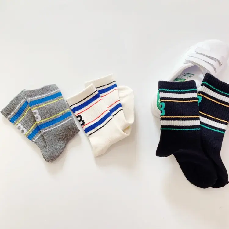Korean Style Horizontal Strip Socks for Boys Girls - Image 6