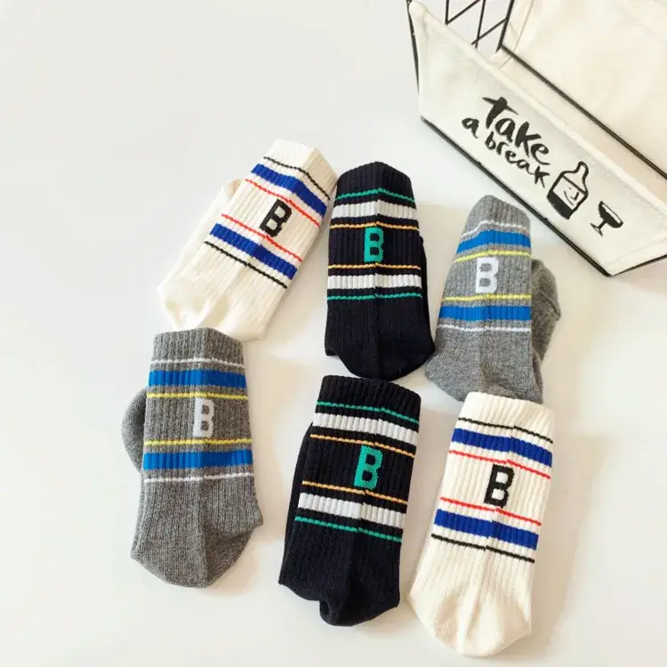 Korean Style Horizontal Strip Socks for Boys Girls - Image 8