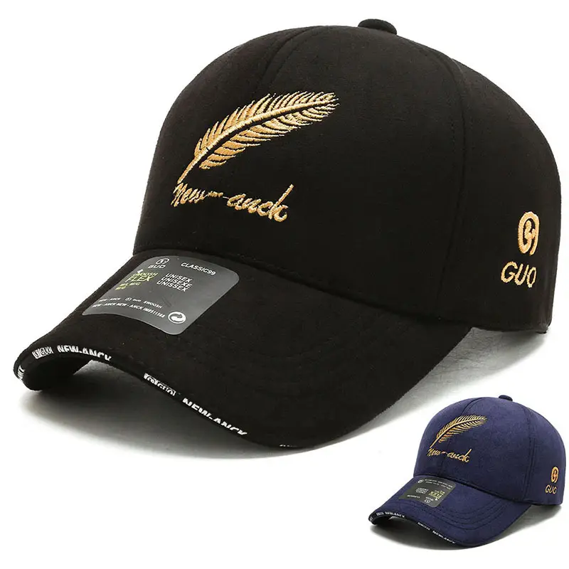 Men's Blue Korean Style Ear Baseball Cap with Gold Embroidery - Image 2