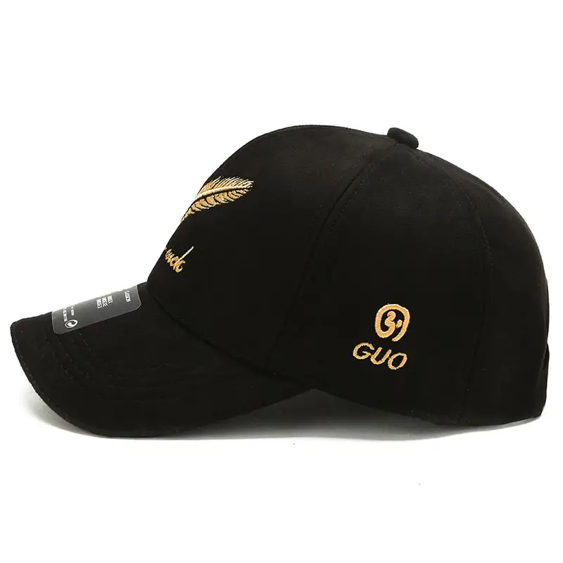 Men's Blue Korean Style Ear Baseball Cap with Gold Embroidery - Image 3