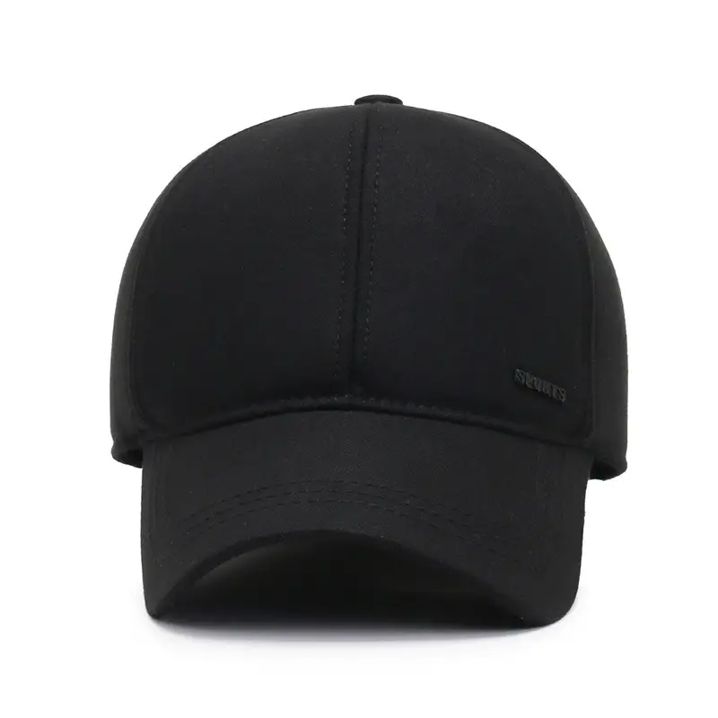 Men's Black Velvet Baseball Cap Winter Travel Ear Protection - Image 5