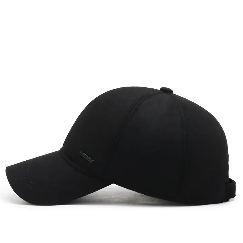 Men's Black Velvet Baseball Cap Winter Travel Ear Protection - Image 6