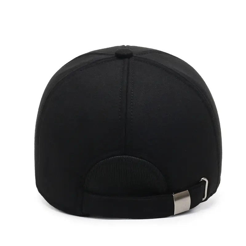Men's Black Velvet Baseball Cap Winter Travel Ear Protection - Image 7