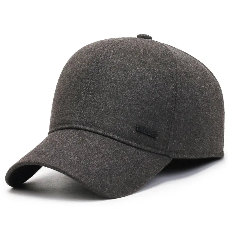 Men's Black Velvet Baseball Cap Winter Travel Ear Protection - Image 3