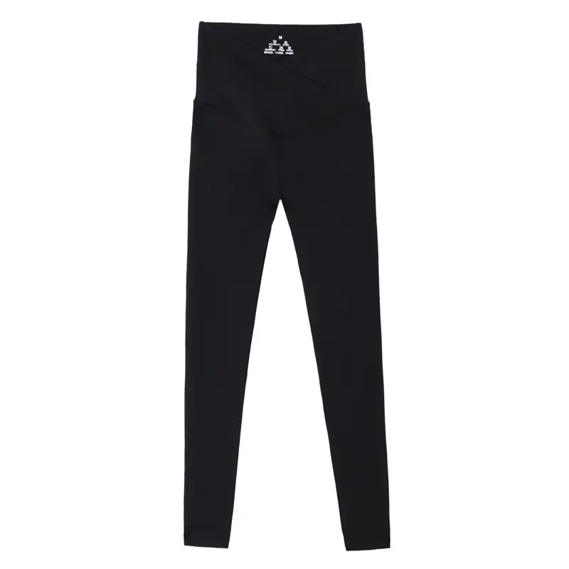 Women Black Cross Waist Leggings Thin Tight Fit - Image 9