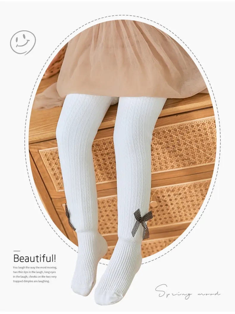 Winter Velvet Padded Children's Pantyhose with Bowknot Design — feature 14