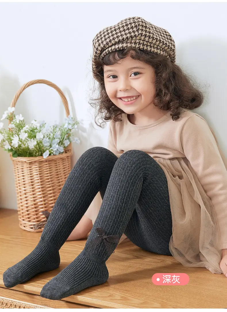 Winter Velvet Padded Children's Pantyhose with Bowknot Design — feature 15
