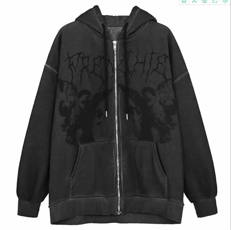 Women's Brown Graphic Zipper Hoodie Sweatshirt - Image 4