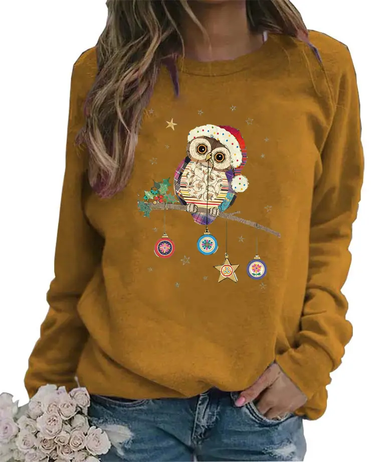 Women's Black Owl Printed Sweatshirt 2021 - Image 19