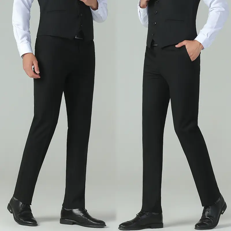 New Men's Black Straight-Leg Dress Pants for College & Work