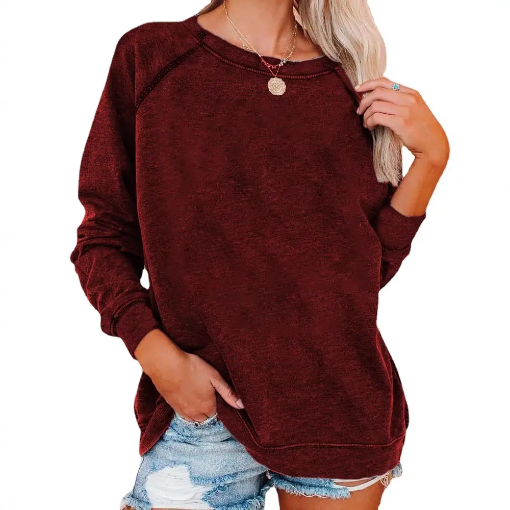 Women Blue Round Neck Sweatshirt Set Winter Casual - Image 17