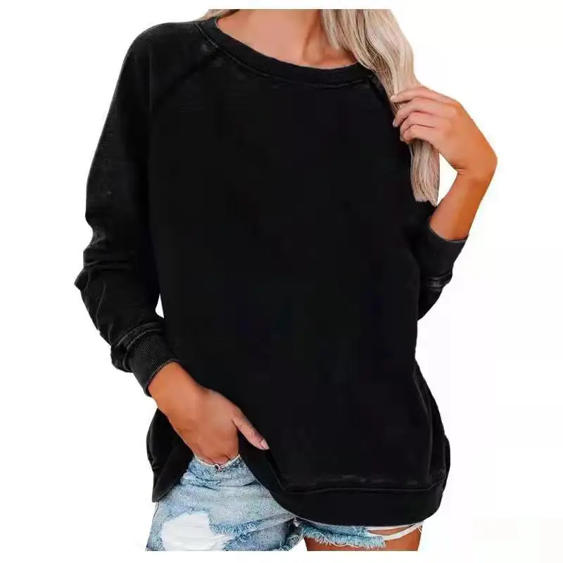 Women Blue Round Neck Sweatshirt Set Winter Casual - Image 4