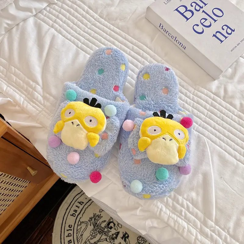 Autumn and winter New Wave dot cartoon plush dormitory home slippers baby elephant indoor warm cotton slippers indoor slippers for women