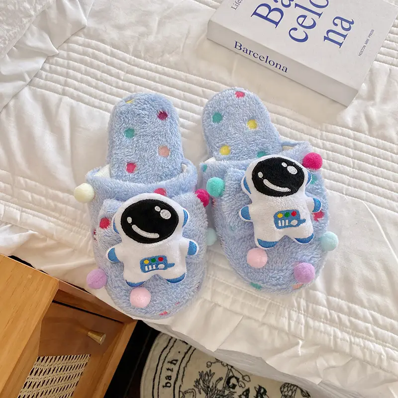 Autumn and winter New Wave dot cartoon plush dormitory home slippers baby elephant indoor warm cotton slippers indoor slippers for women
