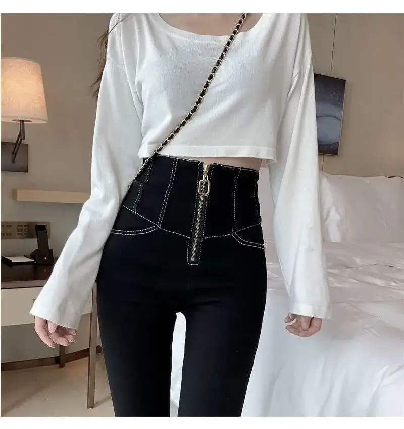 Women's Slimming High Waist Leggings Black with Zipper — feature 12