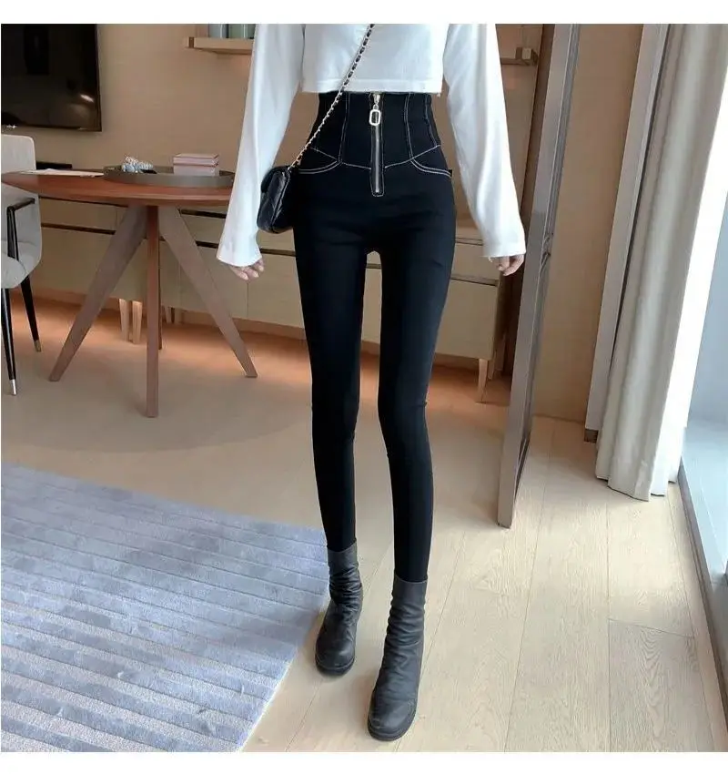 Women's Slimming High Waist Leggings Black with Zipper — feature 16