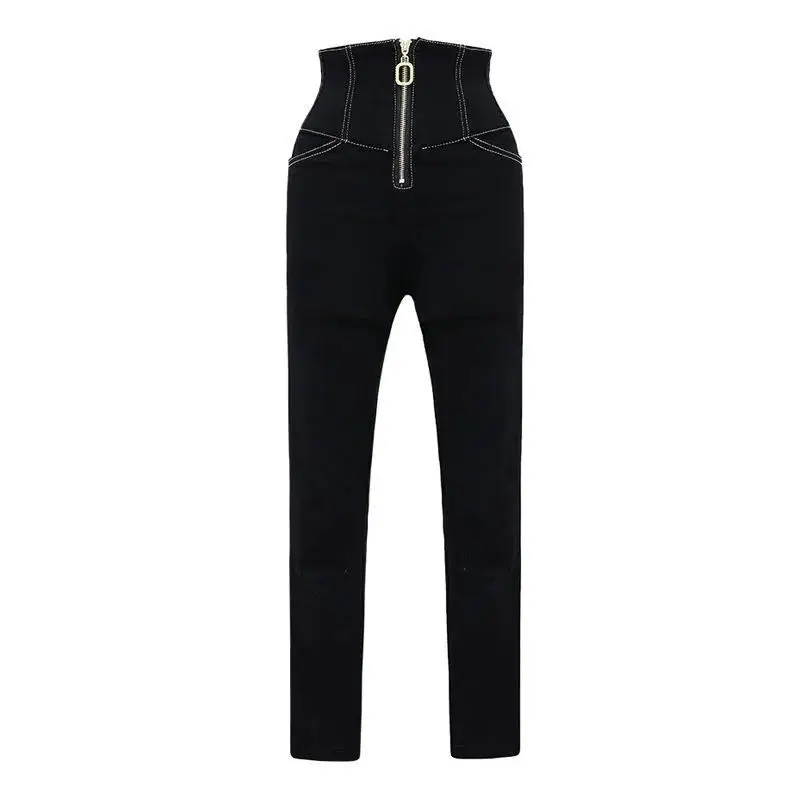 Women's Slimming High Waist Leggings Black with Zipper — feature 22