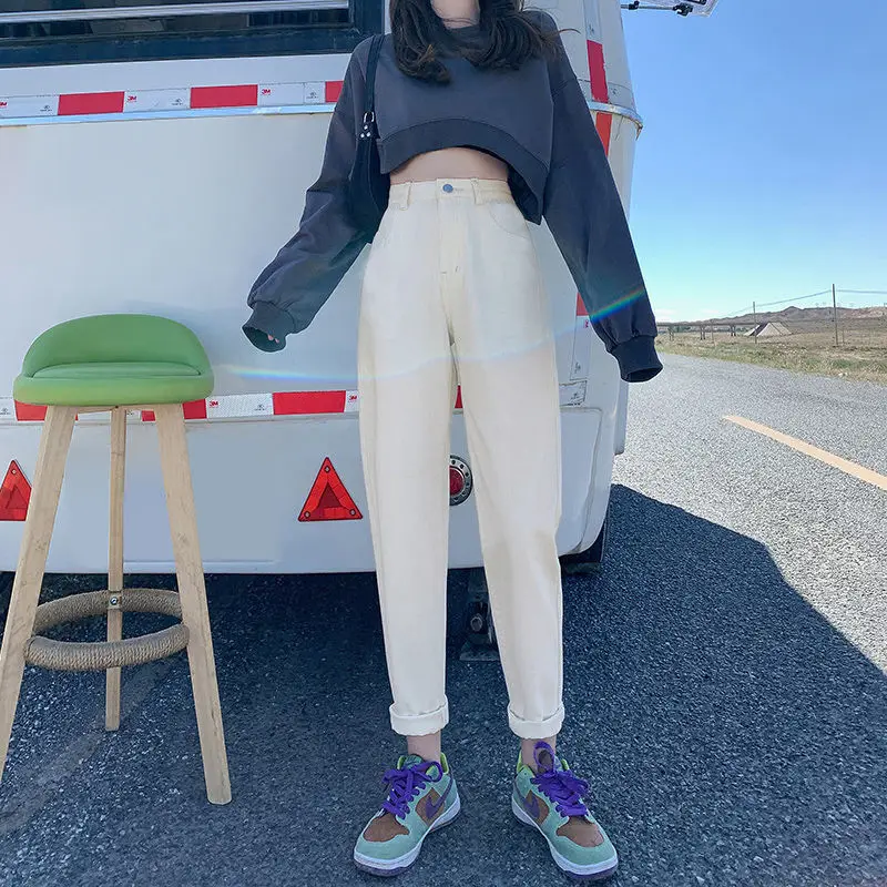 Women Black High Waist Cropped Pants Autumn Winter 2021 - Image 2