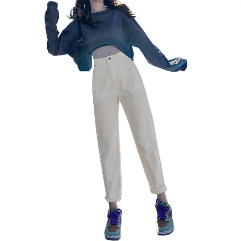 Women Black High Waist Cropped Pants Autumn Winter 2021 - Image 9