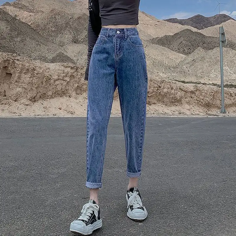 Women Black High Waist Cropped Pants Autumn Winter 2021 - Image 5