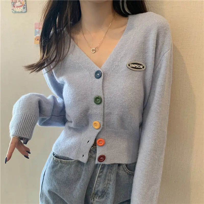 Women Knitted Cardigan Orange Spring Coat Winter Outerwear — feature 10