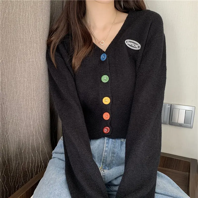 Women Knitted Cardigan Orange Spring Coat Winter Outerwear — feature 12