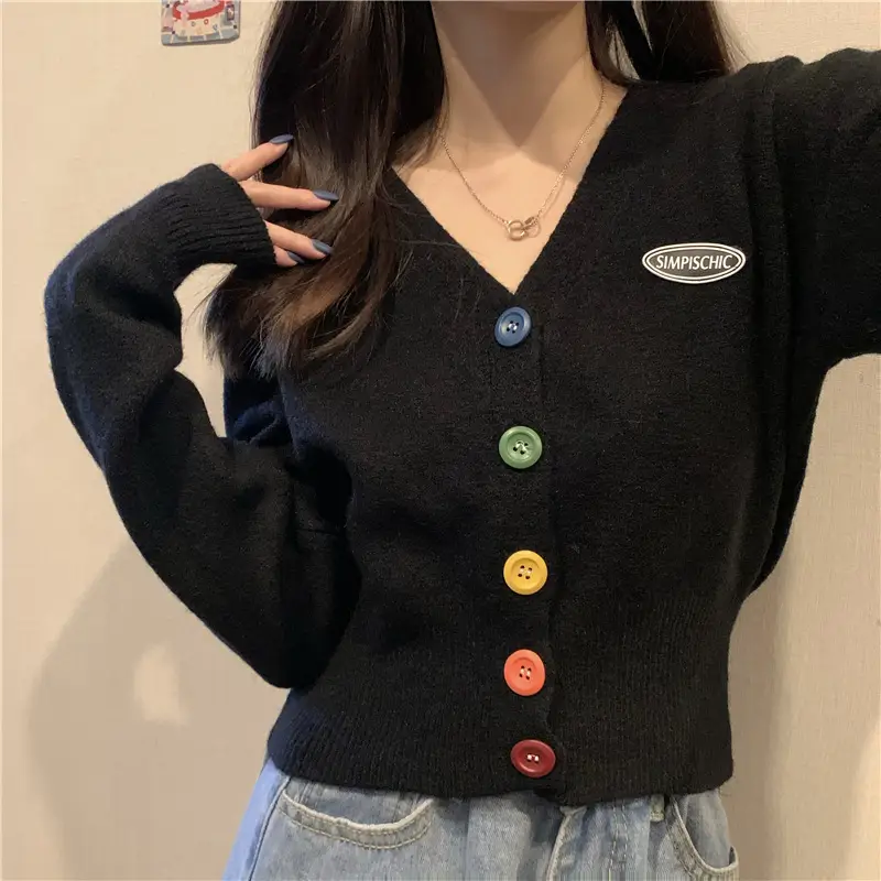 Women Knitted Cardigan Orange Spring Coat Winter Outerwear — feature 13