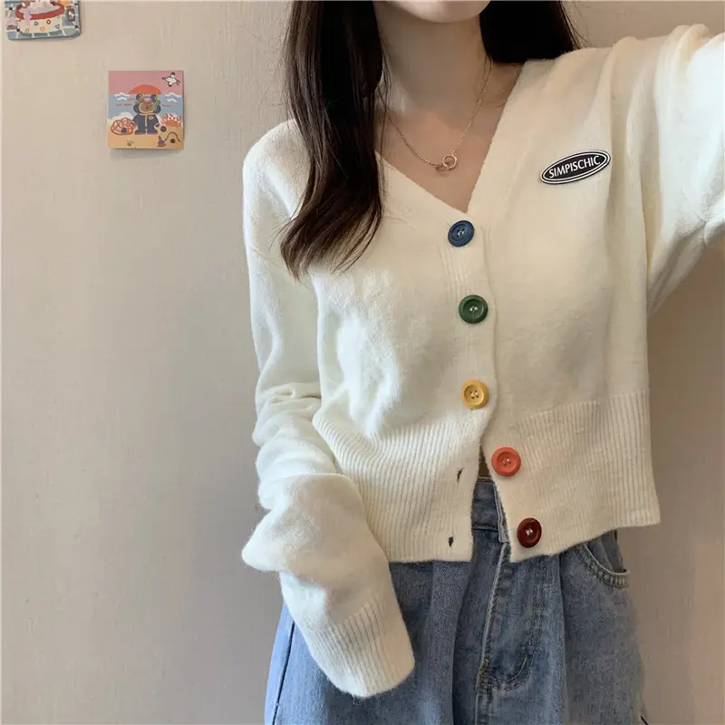 Women Knitted Cardigan Orange Spring Coat Winter Outerwear — feature 15