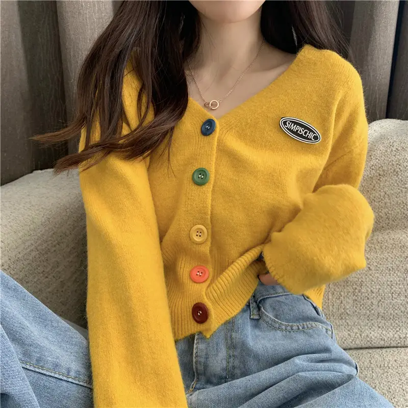 Women Knitted Cardigan Orange Spring Coat Winter Outerwear — feature 18