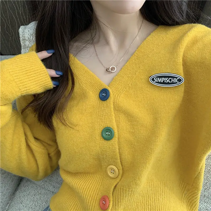 Women Knitted Cardigan Orange Spring Coat Winter Outerwear — feature 22