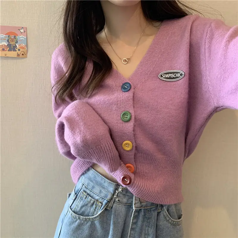 Women Knitted Cardigan Orange Spring Coat Winter Outerwear — feature 4