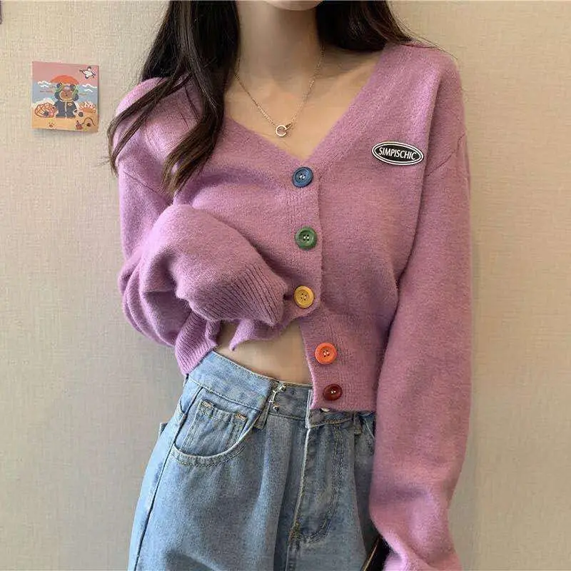 Women Knitted Cardigan Orange Spring Coat Winter Outerwear — feature 7
