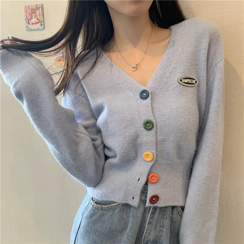 Women Knitted Cardigan Orange Spring Coat Winter Outerwear — feature 8