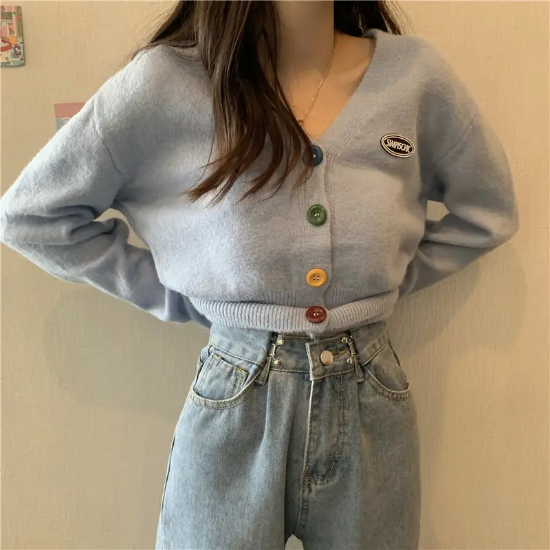 Women Knitted Cardigan Orange Spring Coat Winter Outerwear — feature 9