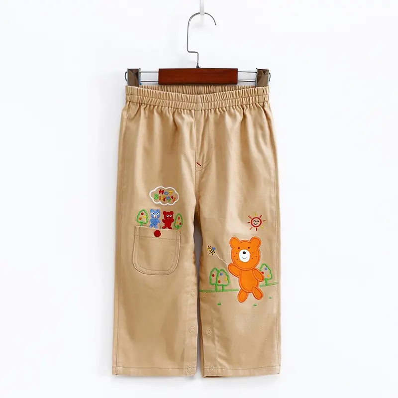 Children's Cartoon Bear Pants Spring Autumn Hemp Casual Pants - Image 5