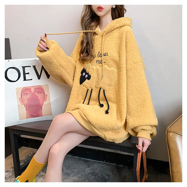 Women Hooded Wool Sweatshirt with Cartoon Embroidery — feature 10