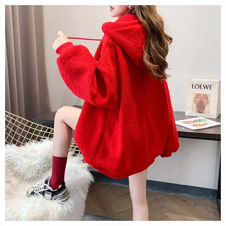 Women Hooded Wool Sweatshirt with Cartoon Embroidery — feature 13