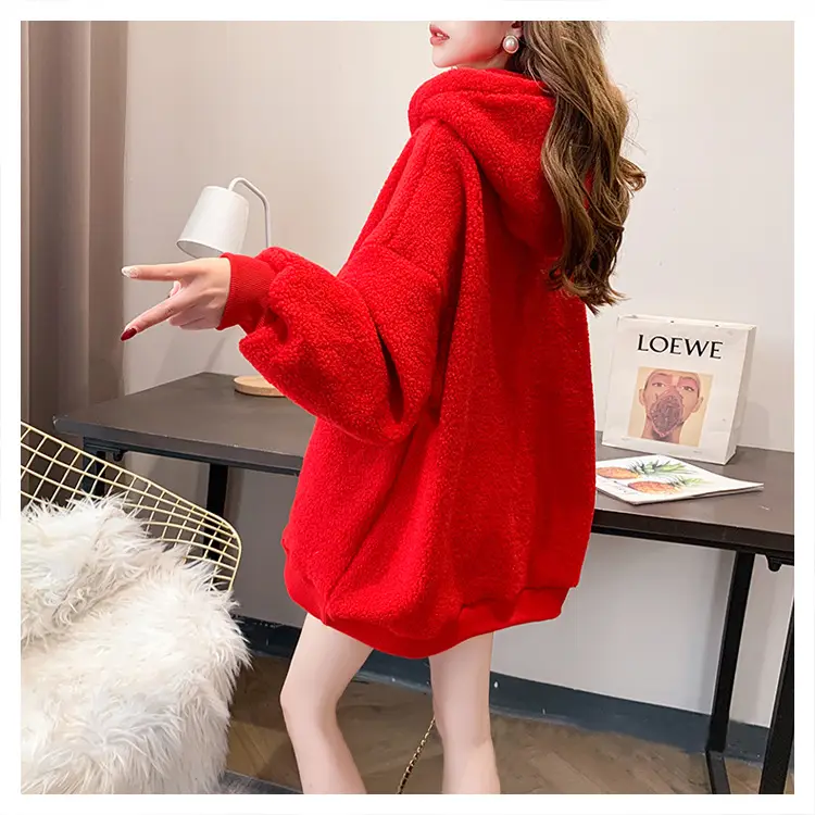 Women Hooded Wool Sweatshirt with Cartoon Embroidery — feature 14