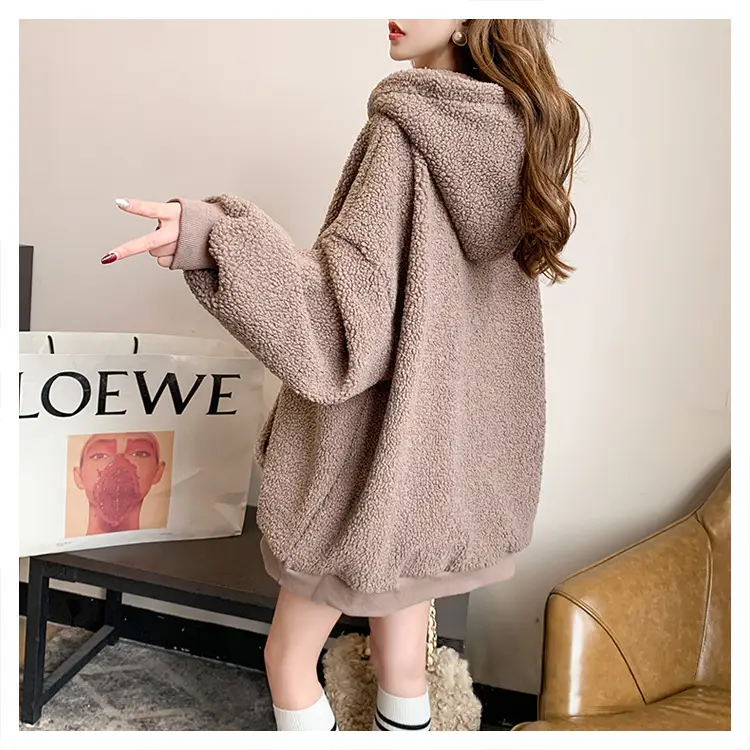 Women Hooded Wool Sweatshirt with Cartoon Embroidery — feature 2