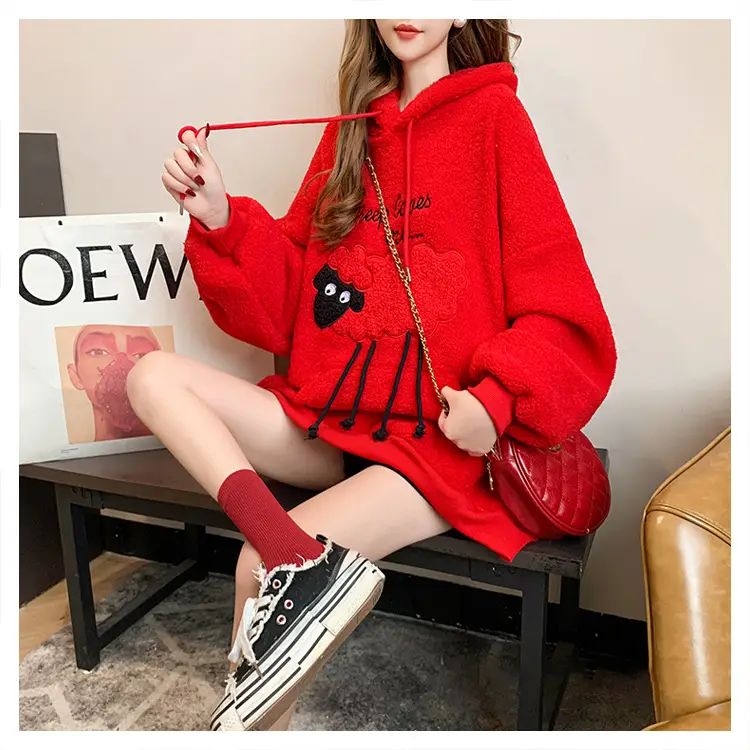 Women Hooded Wool Sweatshirt with Cartoon Embroidery — feature 20