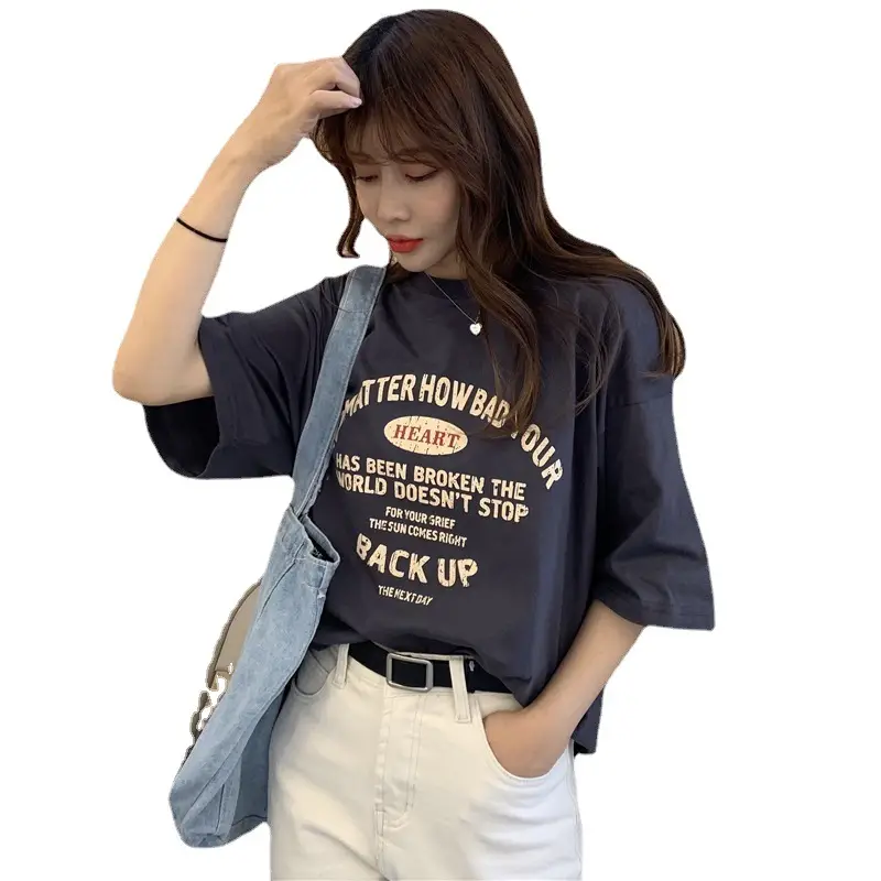 Women Loose T-Shirt School Style Short Sleeve Japanese Style - Image 7