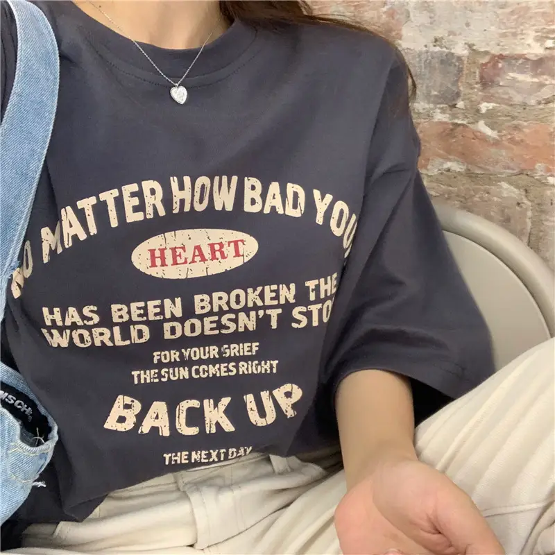 Women Loose T-Shirt School Style Short Sleeve Japanese Style — feature 2