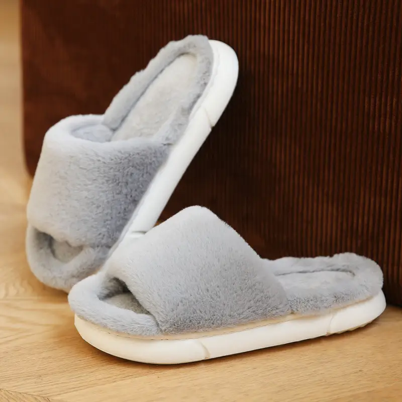 Plush Cotton Slippers for Women, Winter Couple's Non-Slip Home Warm Indoor Maternity Indoor Slippers, Men's Thickened Cotton Shoes, Couple Style