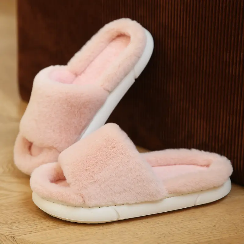 Plush Cotton Slippers for Women, Winter Couple's Non-Slip Home Warm Indoor Maternity Indoor Slippers, Men's Thickened Cotton Shoes, Couple Style
