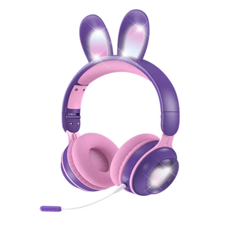 Wireless Bluetooth Headset with Rabbit Ears Blue White